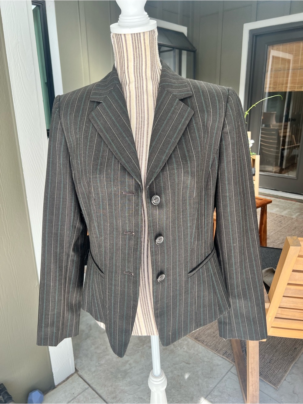 ANTONIO MELANI Dark Gray Pinstripe Blazer